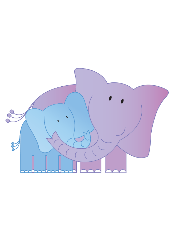 elefante hembra y elefante cría